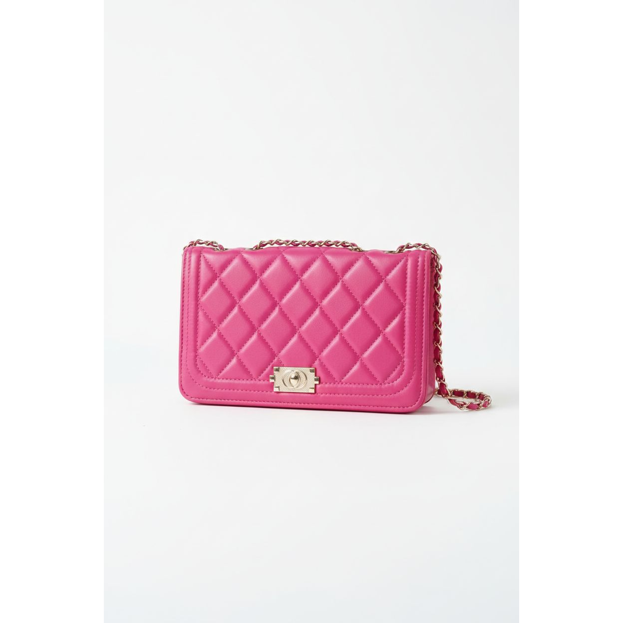 Mini Twist Lock Design Textured Flap Square Bag