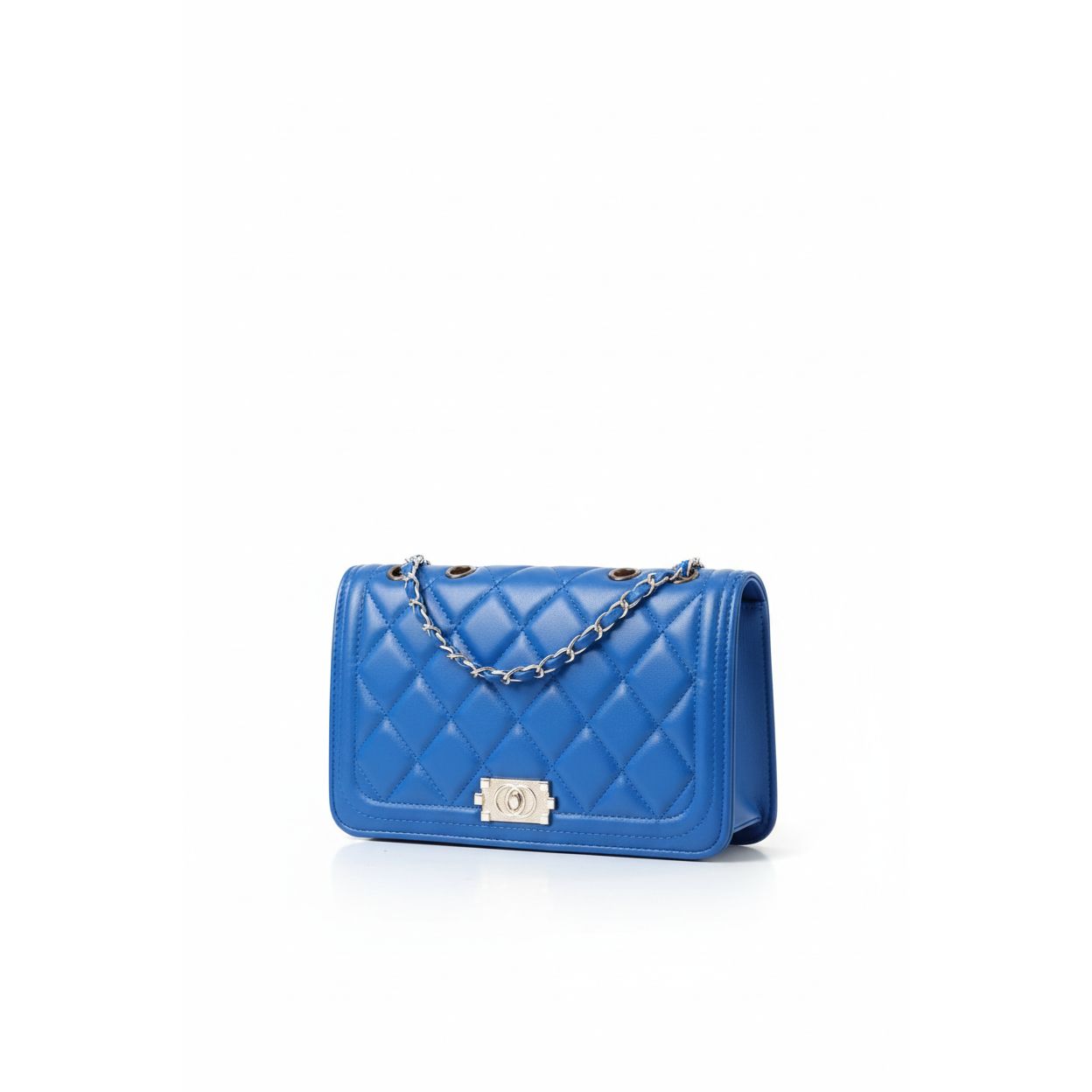 Mini Twist Lock Design Textured Flap Square Bag