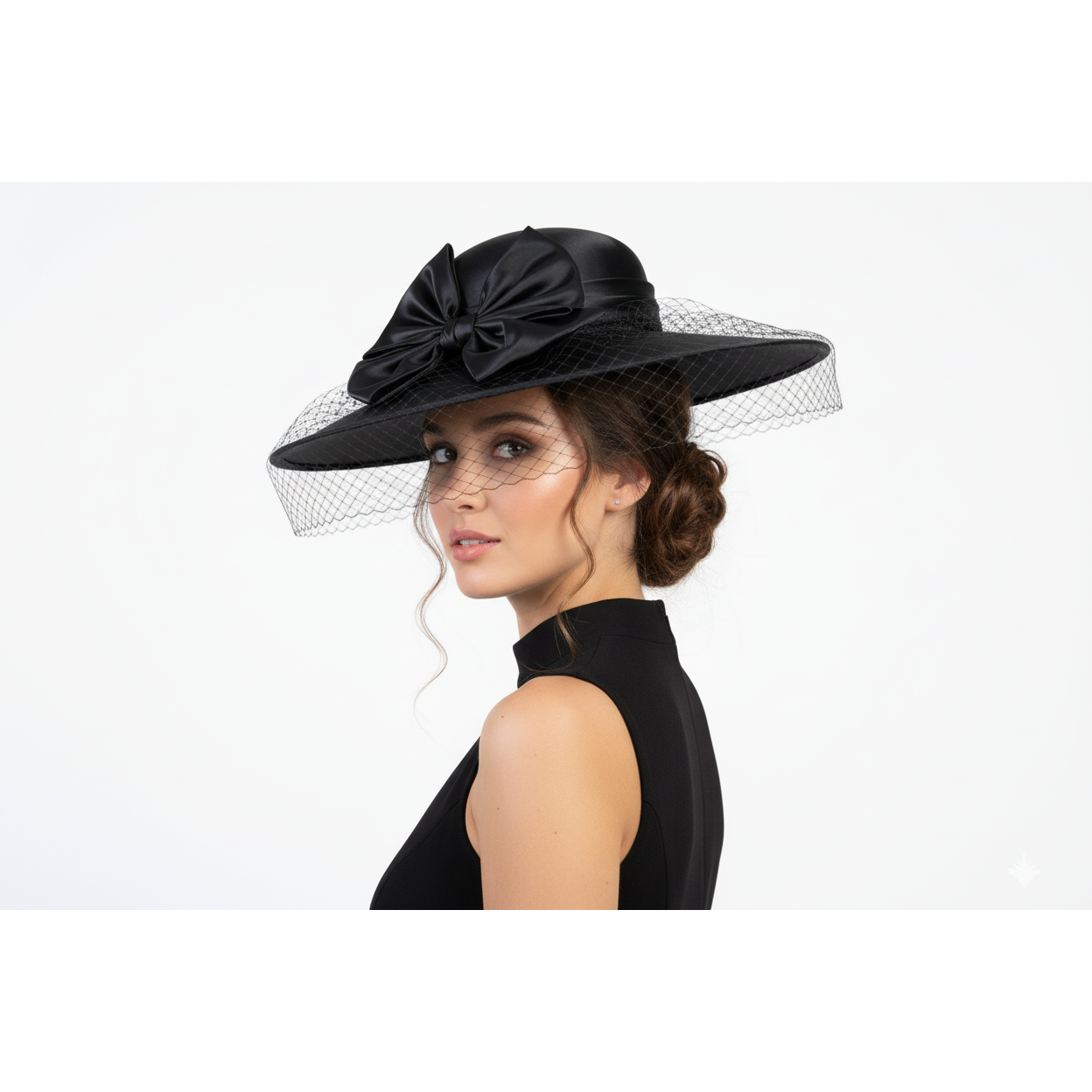 Luxury Black Fascinator Special event Pillbox Hat