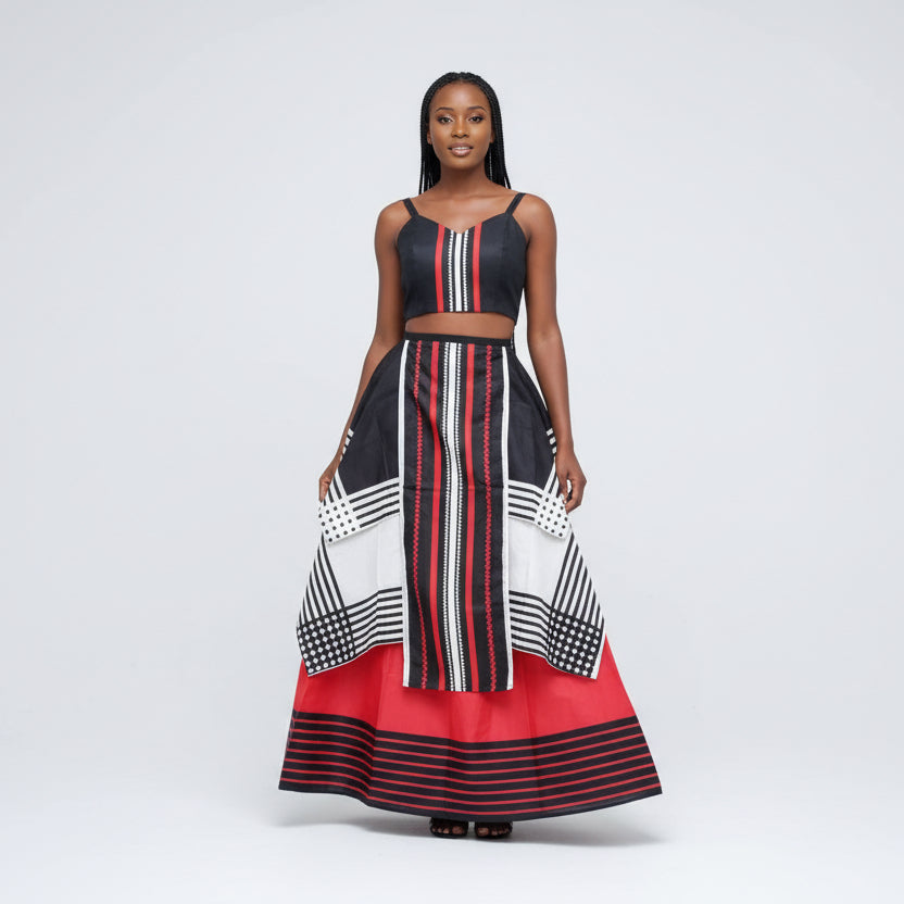 Xhosa Traditional Multi Patterned Layered 2Pcs Set