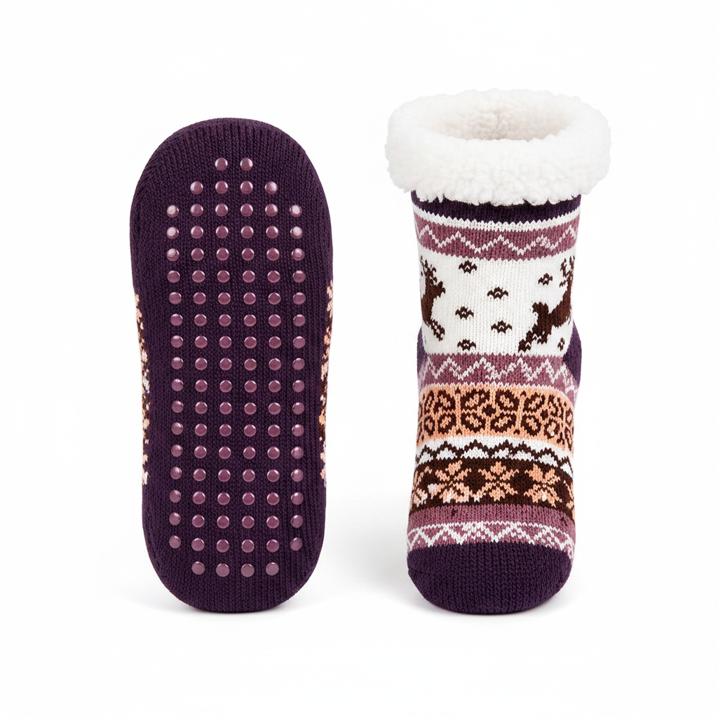 Kids Winter Reindeer Non-Slip Socks