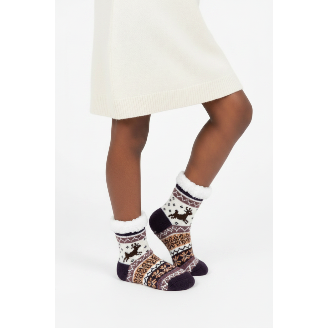 Kids Winter Reindeer Non-Slip Socks