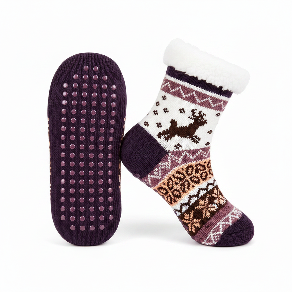 Kids Winter Reindeer Non-Slip Socks