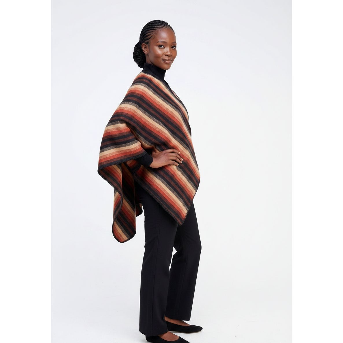 Plaid Blanket Open-Front Check Pattern Shawl
