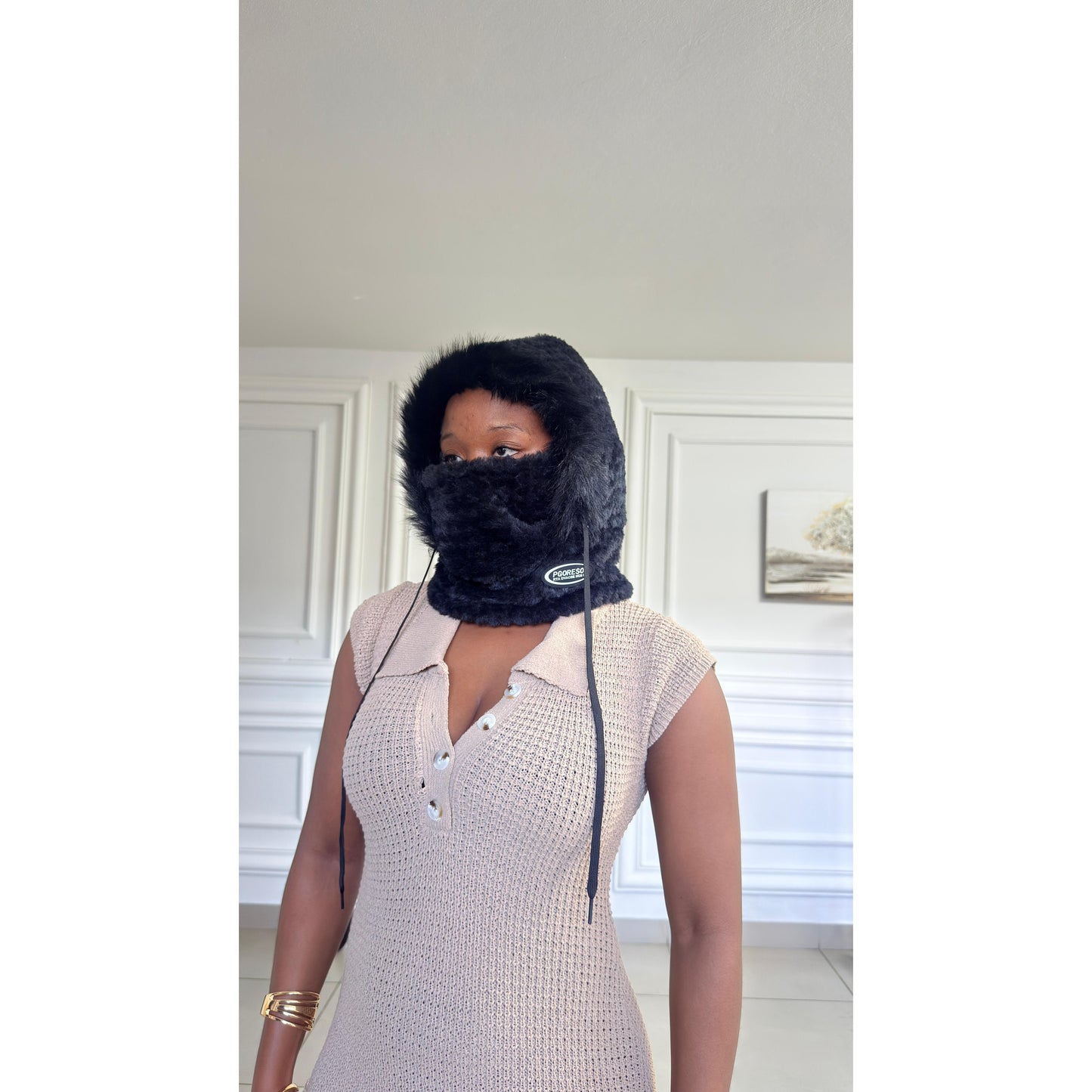 Winter Faux Fur balaclava Hood
