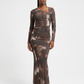 Women's Abstract Printed Mesh Maxi Dress