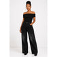 Black High Waist Rhinestone Embellished Wide-Leg Jeans