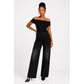 Black High Waist Rhinestone Embellished Wide-Leg Jeans