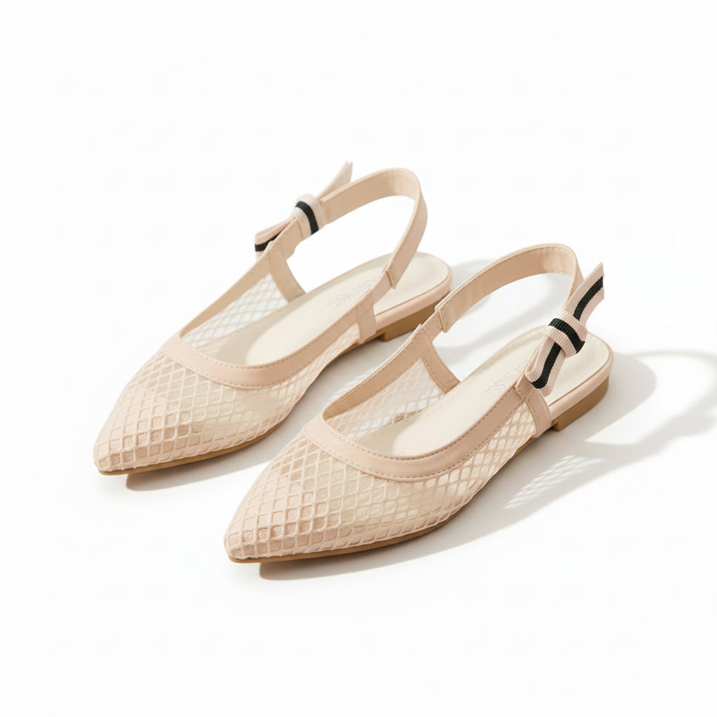 Slingback Mesh Heels Feature a Pointed Toe