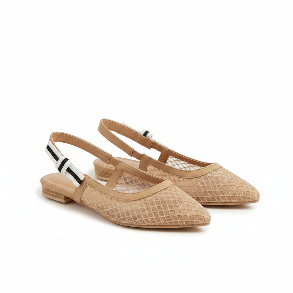 Slingback Mesh Heels Feature a Pointed Toe