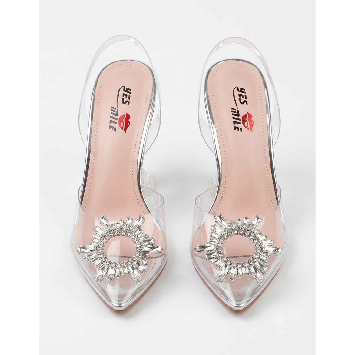 Women's Pointed-Toe Crystal Clear PVC Heels