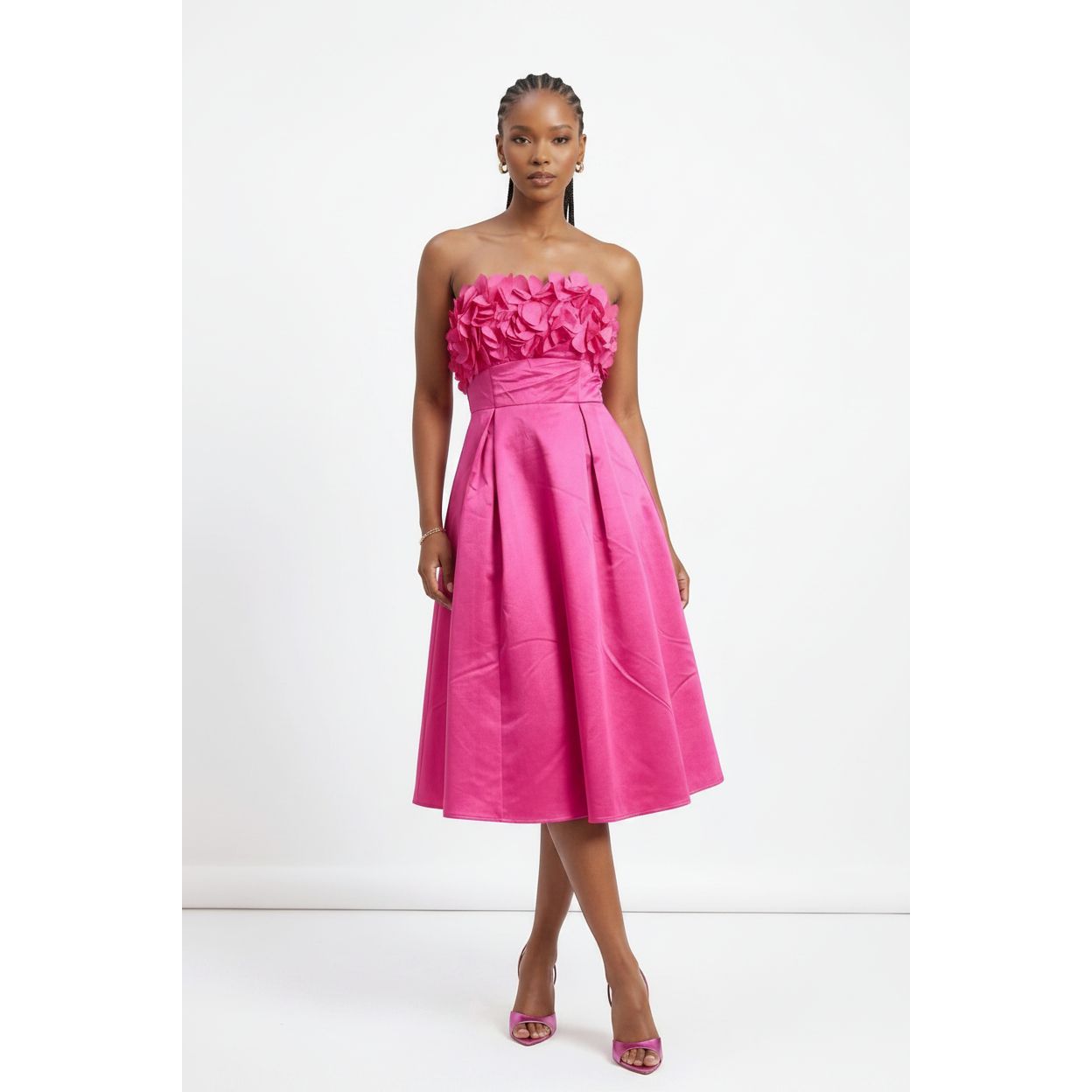 Fit-and-Flare Bustier Bubble Midi Dress