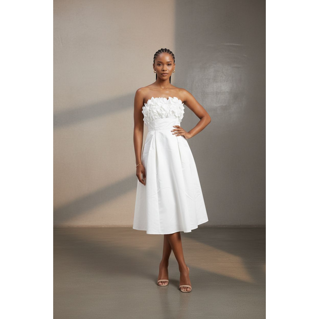 Ladies Fits & Flare Bustier Bubble Midi Dress