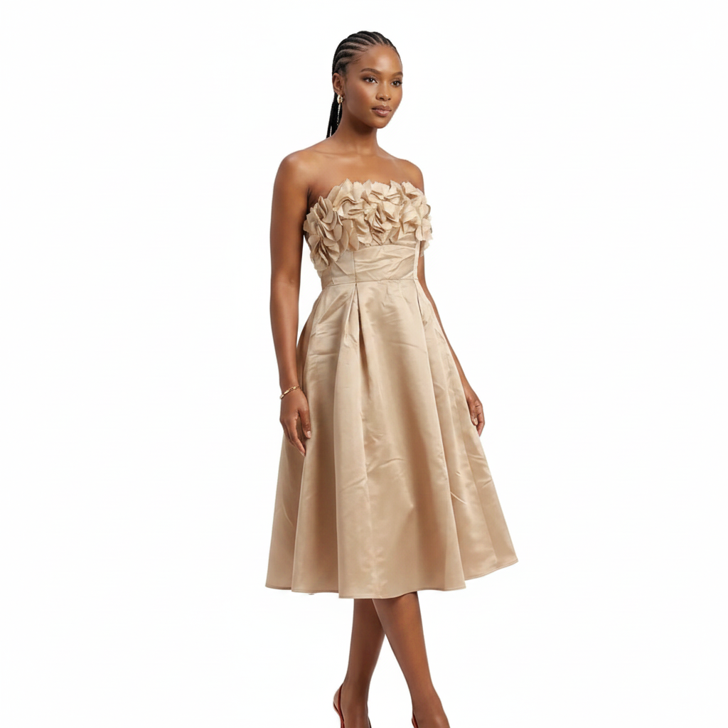 Fit-and-Flare Bustier Bubble Midi Dress