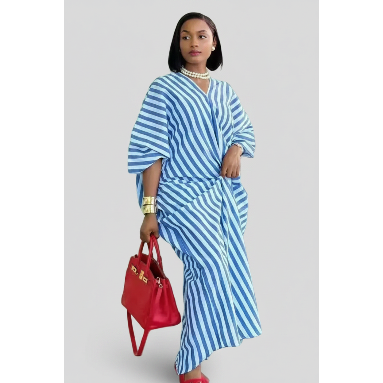 Zuri Striped Oversized Kaftan Maxi Dress