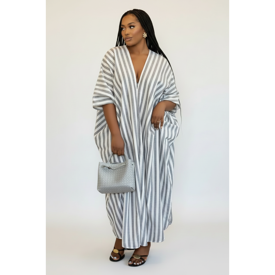 Zuri Striped Oversized Kaftan Maxi Dress