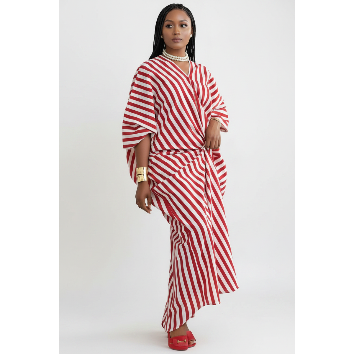 Zuri Striped Oversized Kaftan Maxi Dress