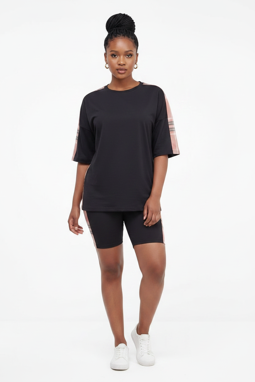 Women's Chiffon Two-Piece Set – Short-Sleeved Top & Shorts