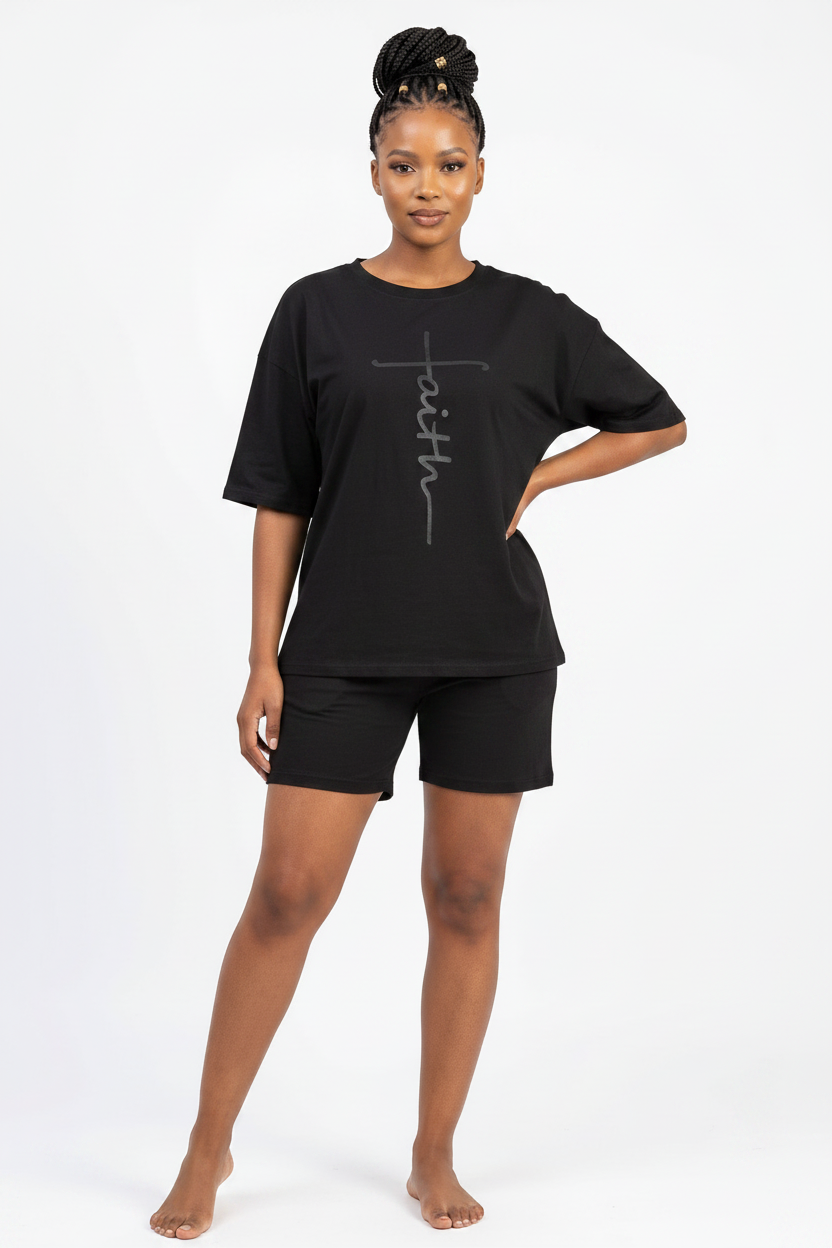Women's Chiffon Two-Piece Set – Short-Sleeved Top & Shorts