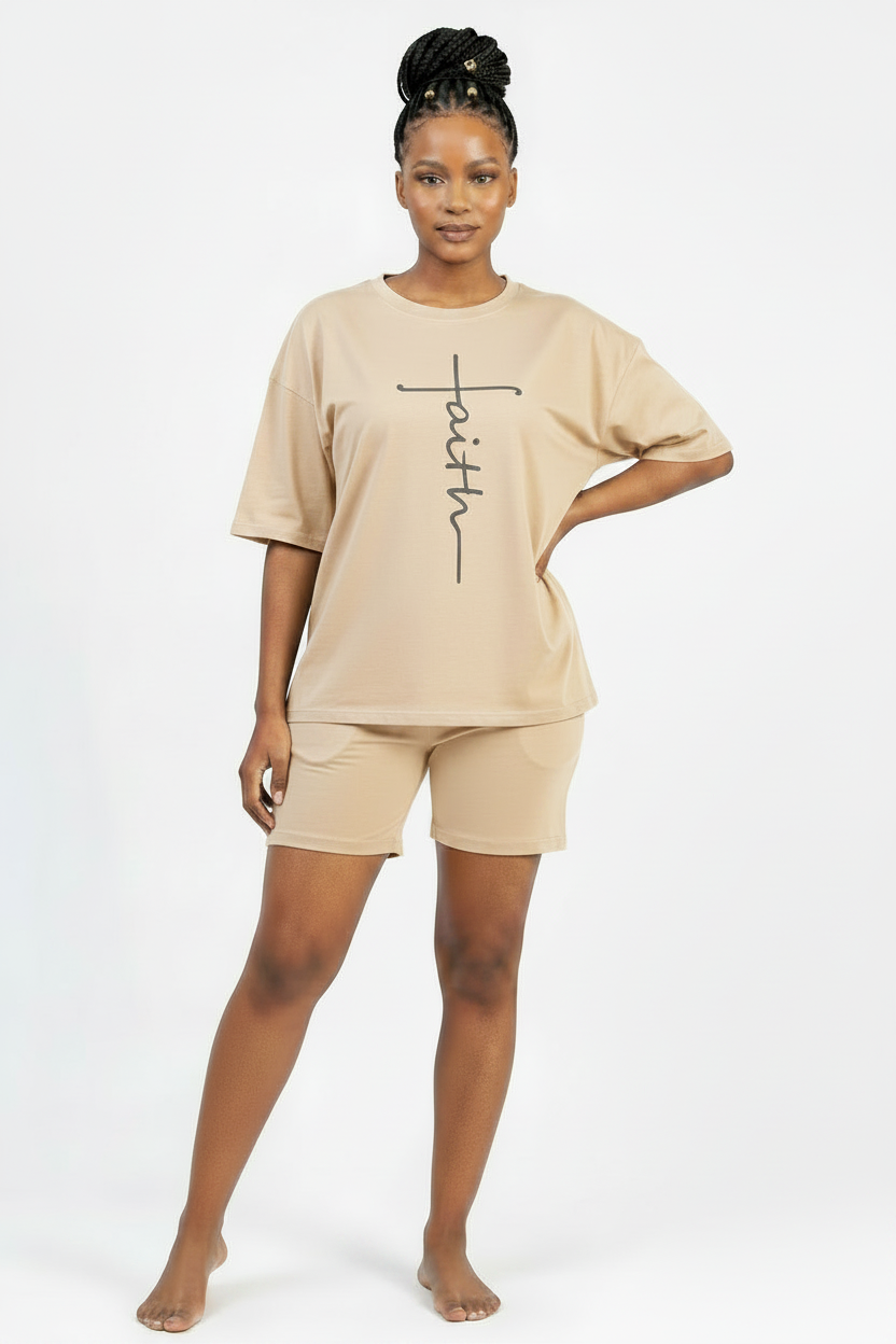 Women's Chiffon Two-Piece Set – Short-Sleeved Top & Shorts