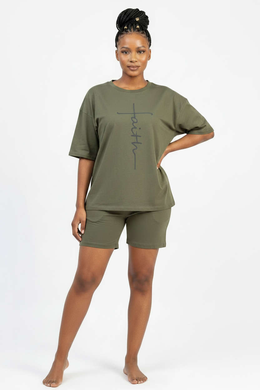 Women's Chiffon Two-Piece Set – Short-Sleeved Top & Shorts