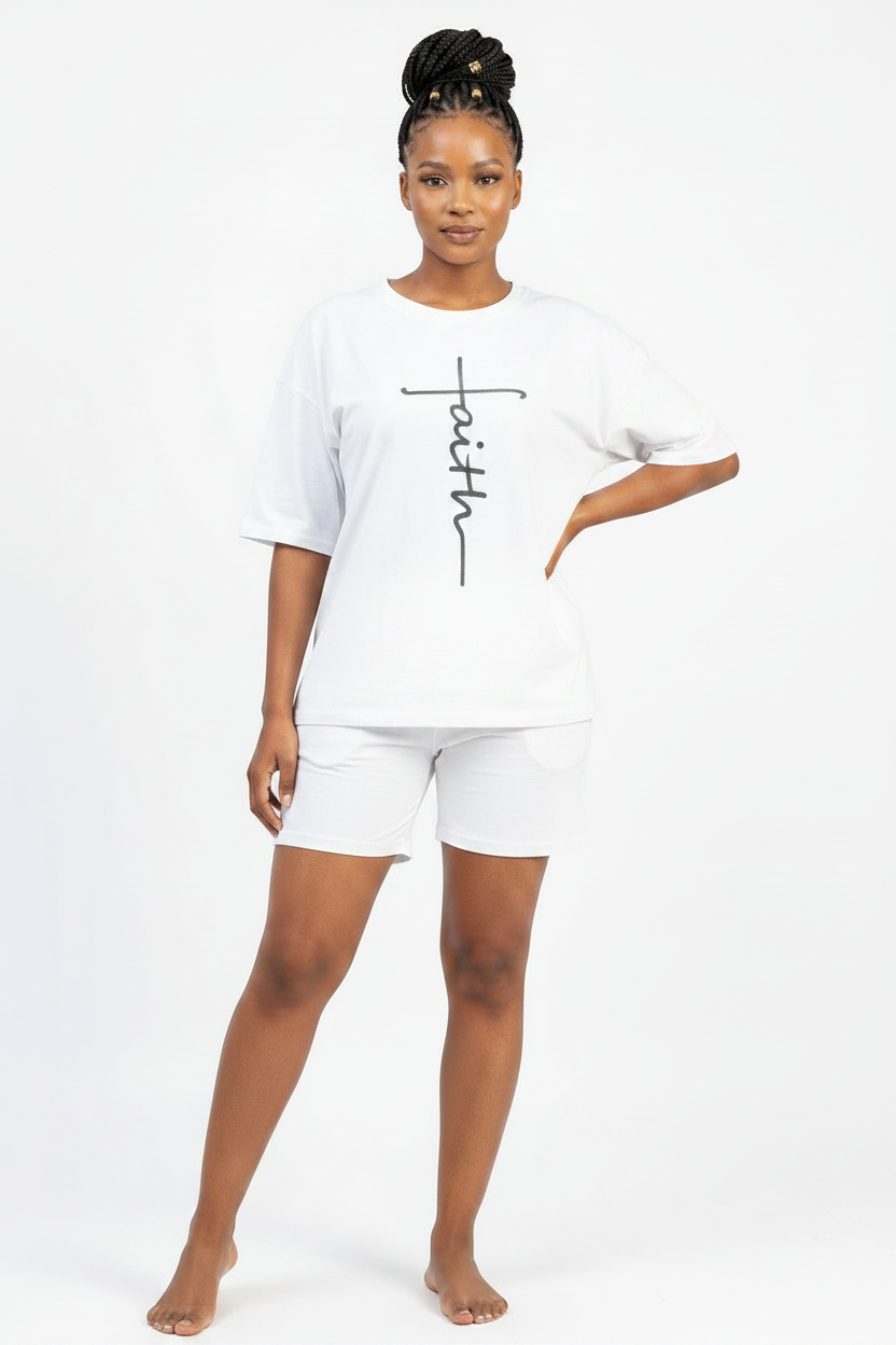 Women's Chiffon Two-Piece Set – Short-Sleeved Top & Shorts