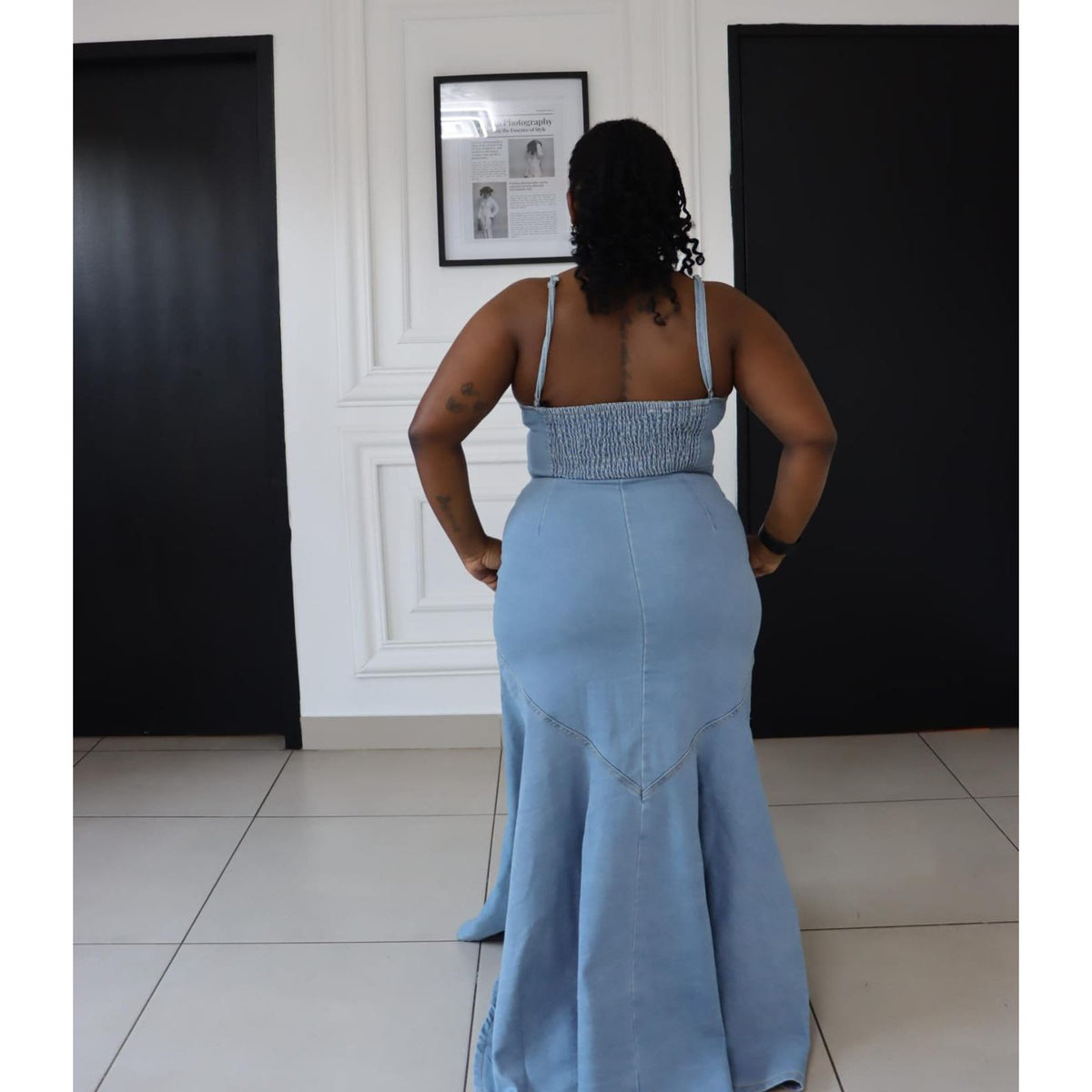 Fitted Denim Maxi Dress