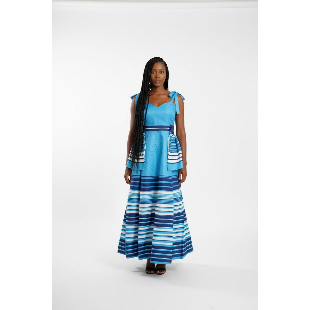 African Stripe Print Tube Thin Strap Bodycon Ankara Dress