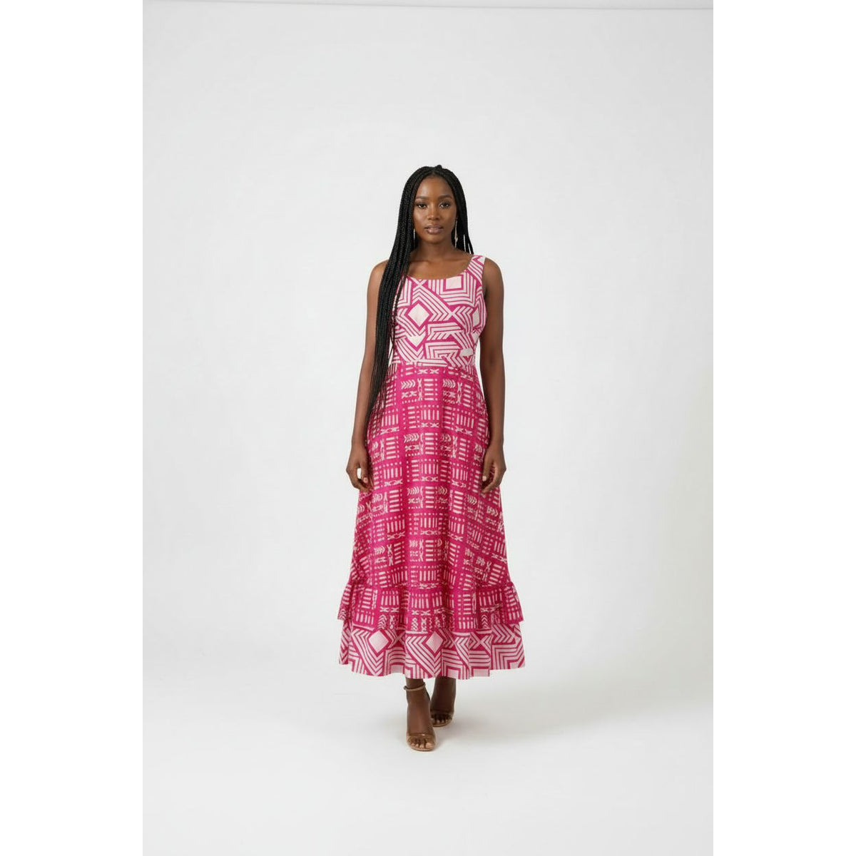 Printed Sleeveless Bubble Maxi Dress