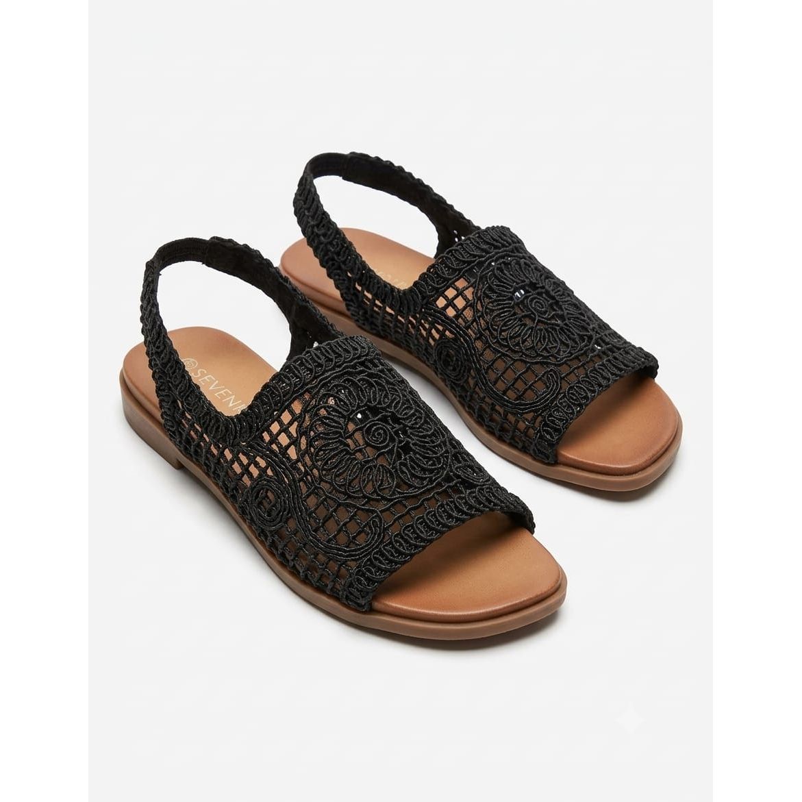 Woven Strap Slingback Flat Sandals