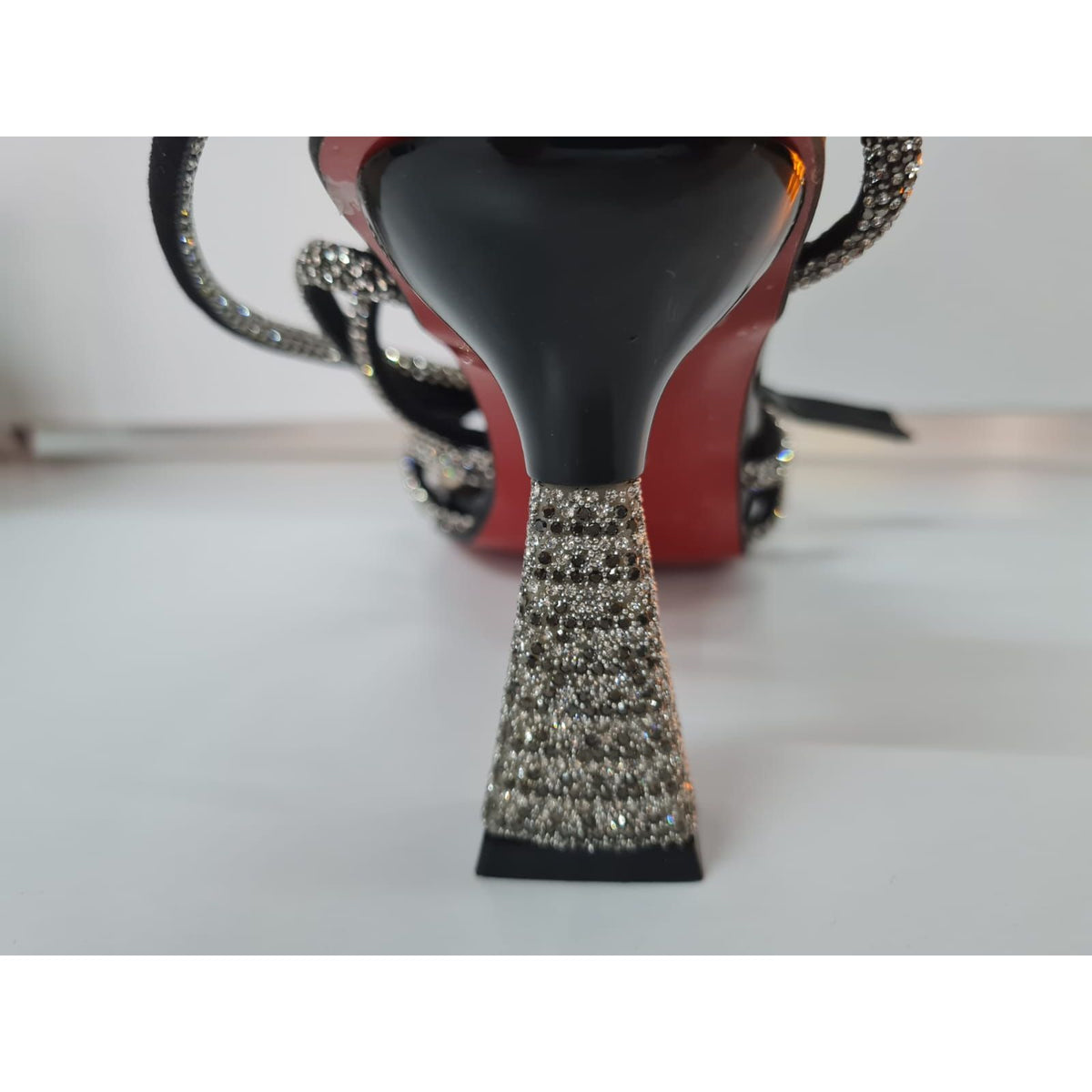 Rhinestone Strappy Sandals with Flared Block Heel