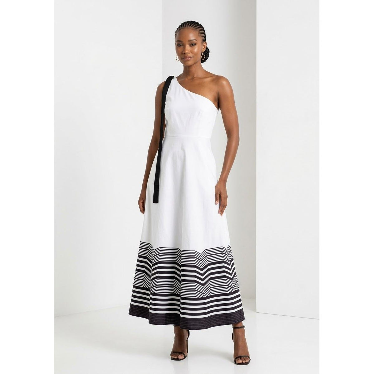 White One-Shoulder Xhosa Umbhaco A-Line Dress