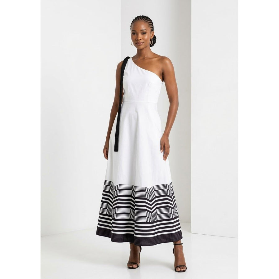 White One-Shoulder Xhosa Umbhaco A-Line Dress