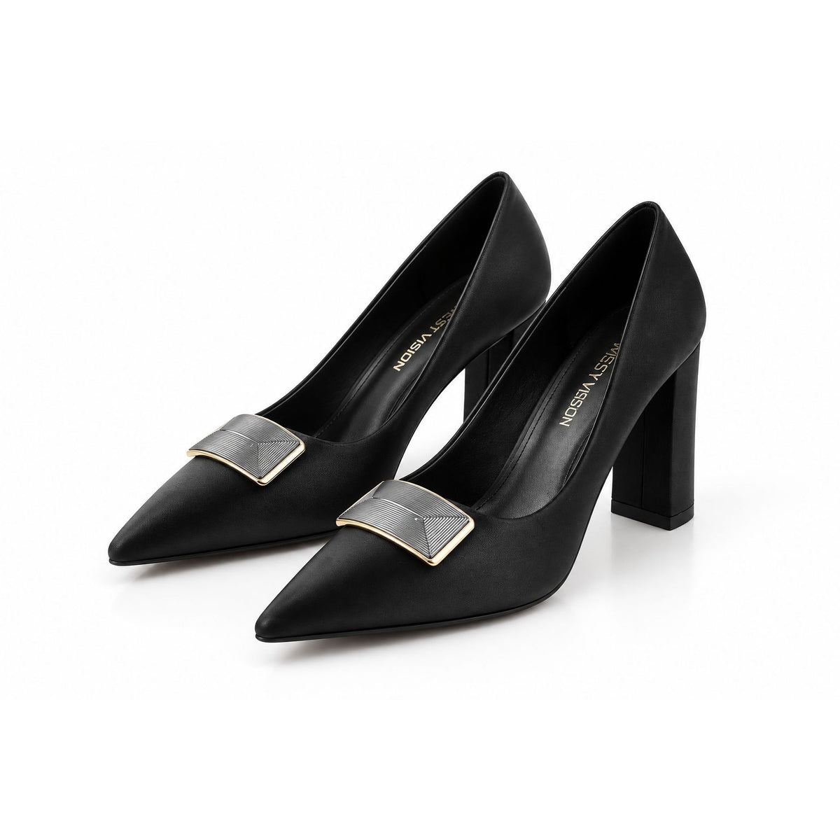 Women's Pointed-Toe Block Heel Pumps