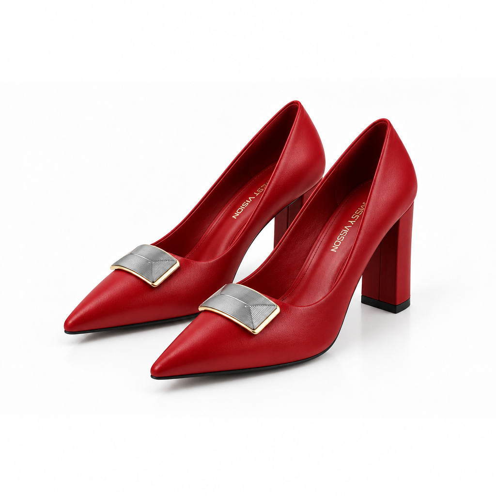 Women's Pointed-Toe Block Heel Pumps