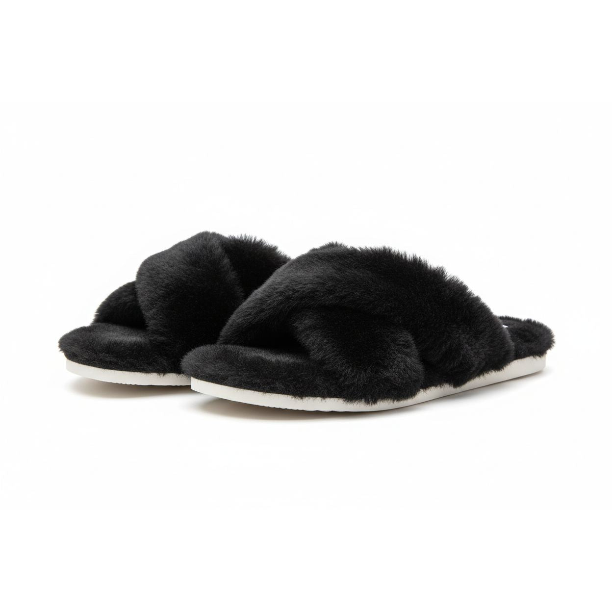 Women's Plush Criss-Cross Strap Slippers