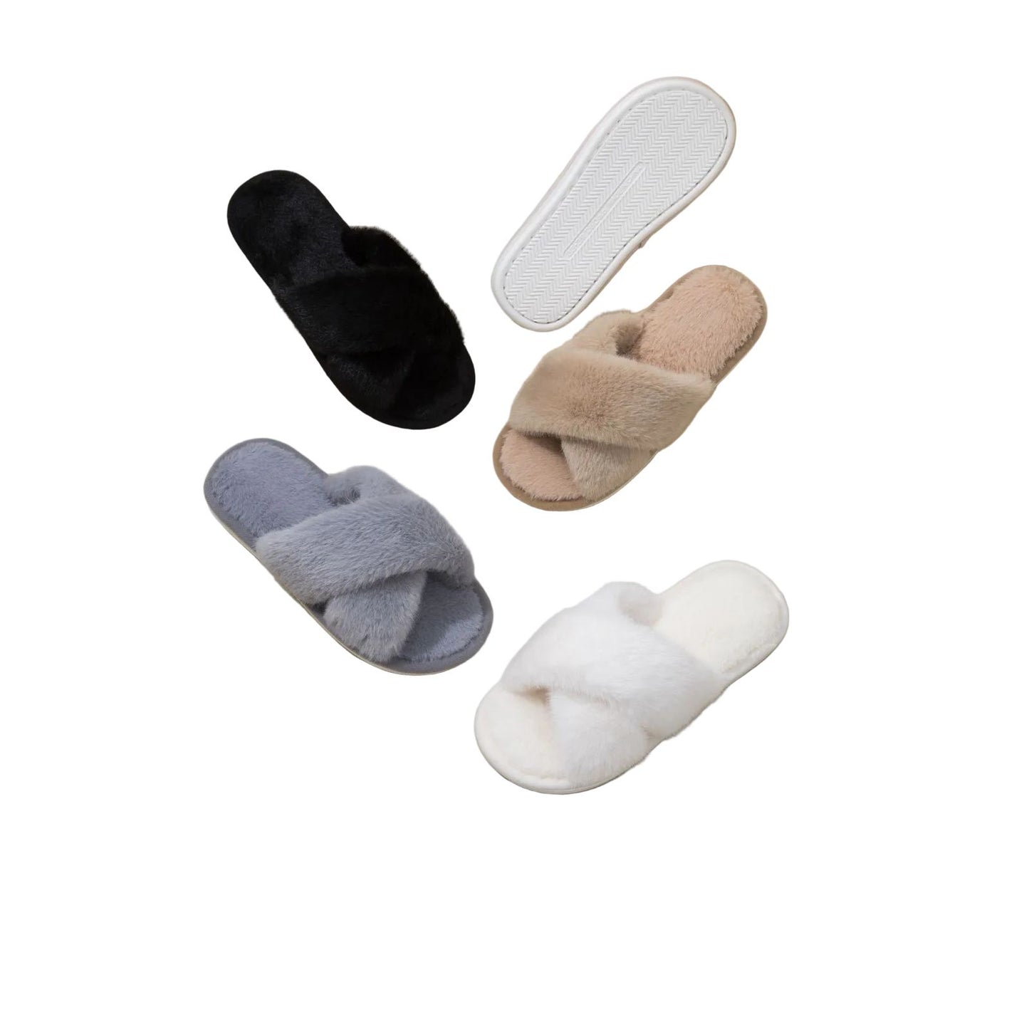 Women's Plush Criss-Cross Strap Slippers