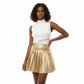 Pleated Leather Mini Skirt