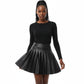 Pleated Leather Mini Skirt