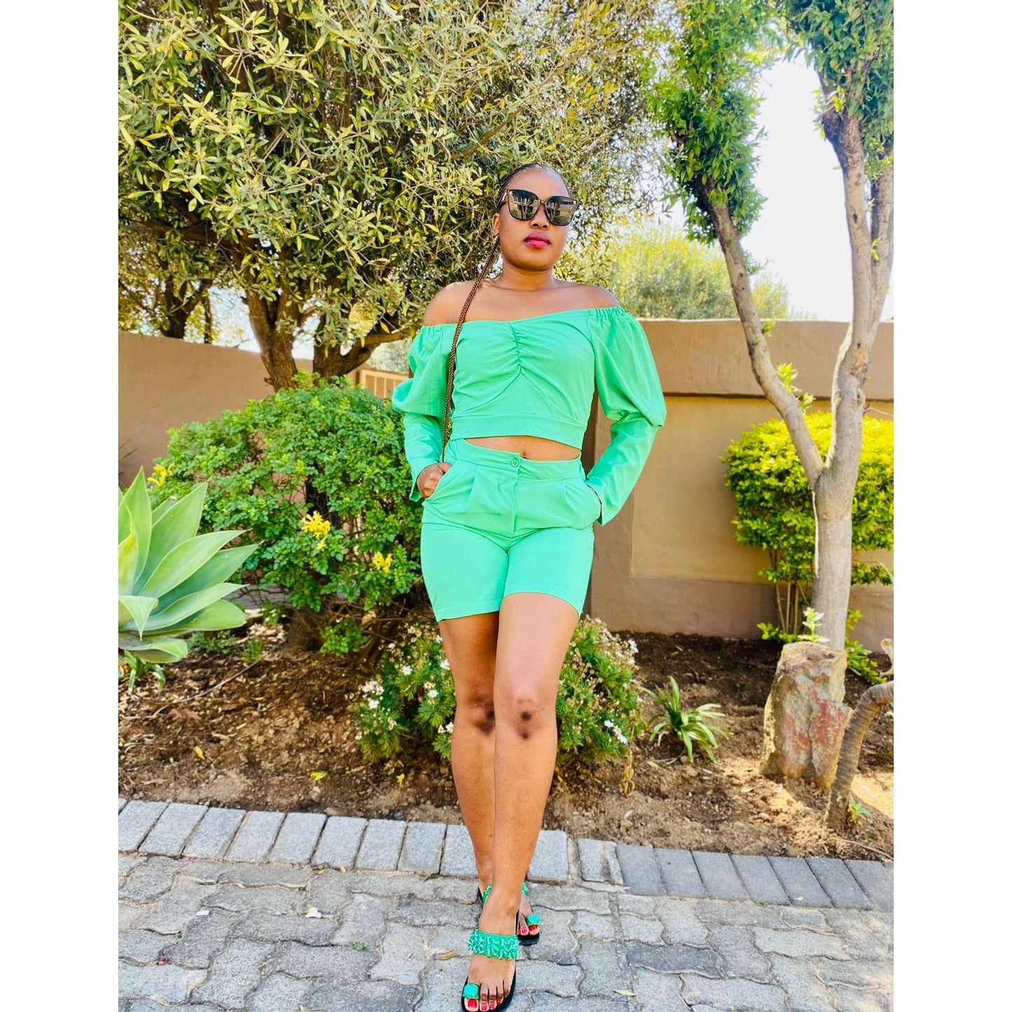 Classy V-Neck Top and Short Pants Set.