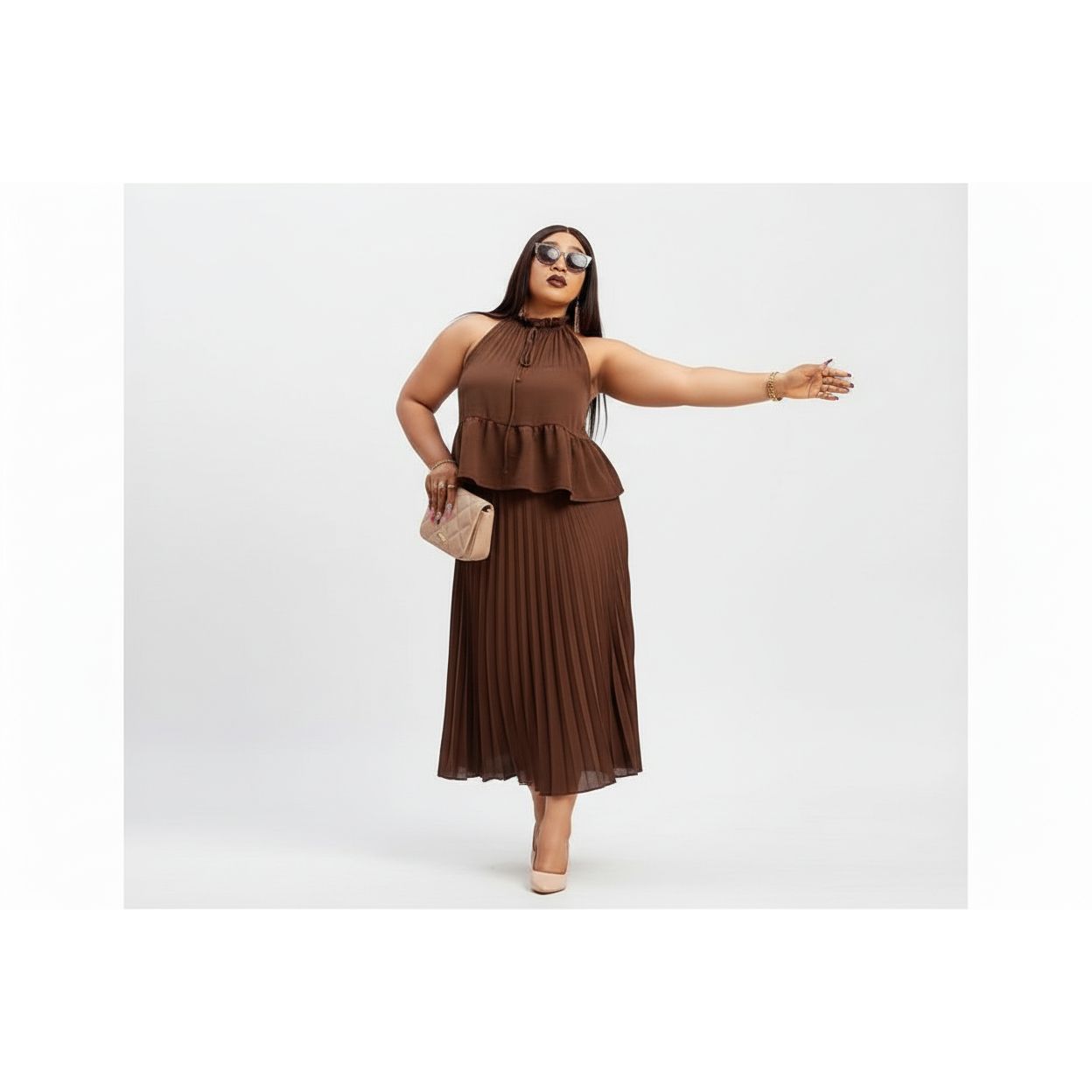 Classy Pleated Two Piece Set