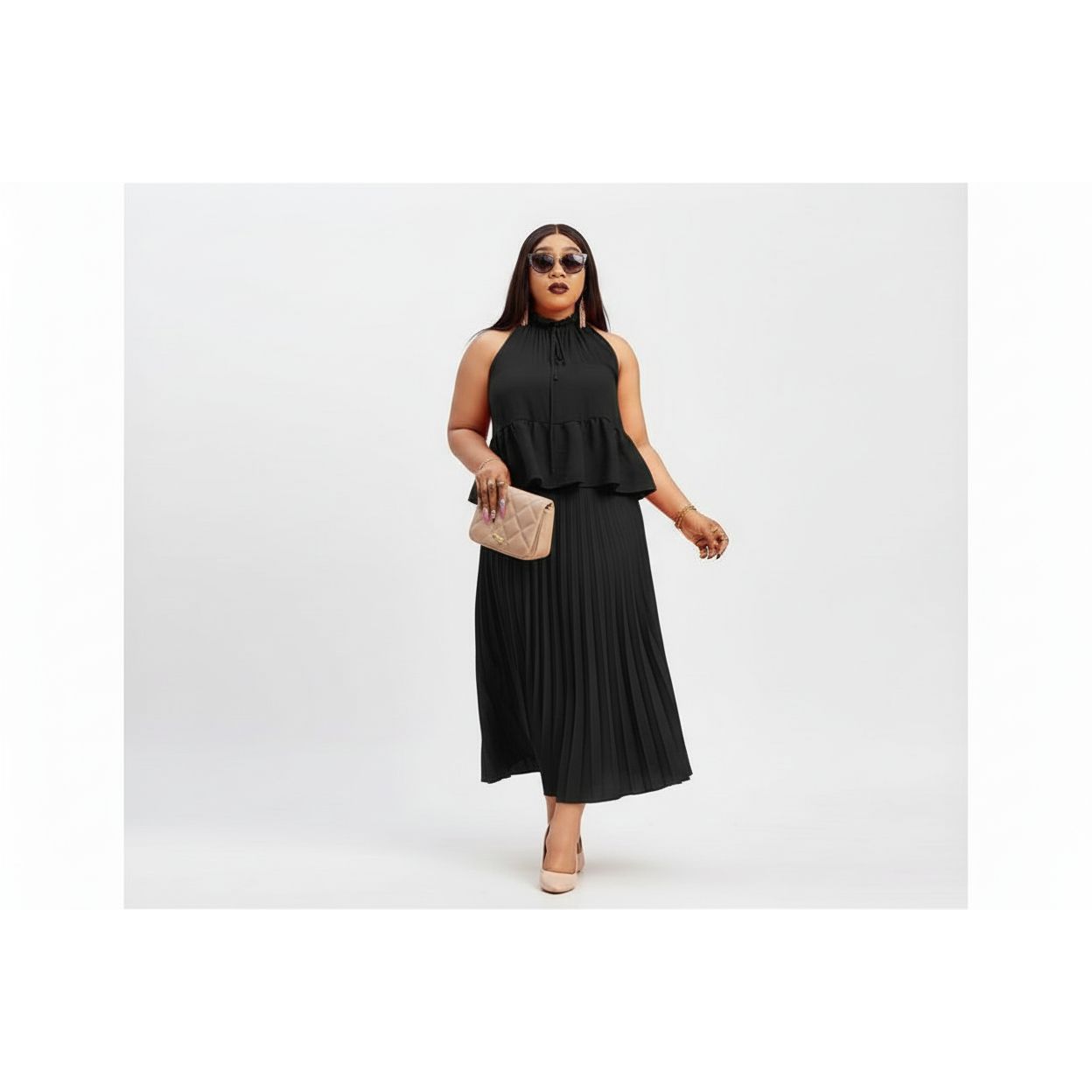 Classy Pleated Two Piece Set