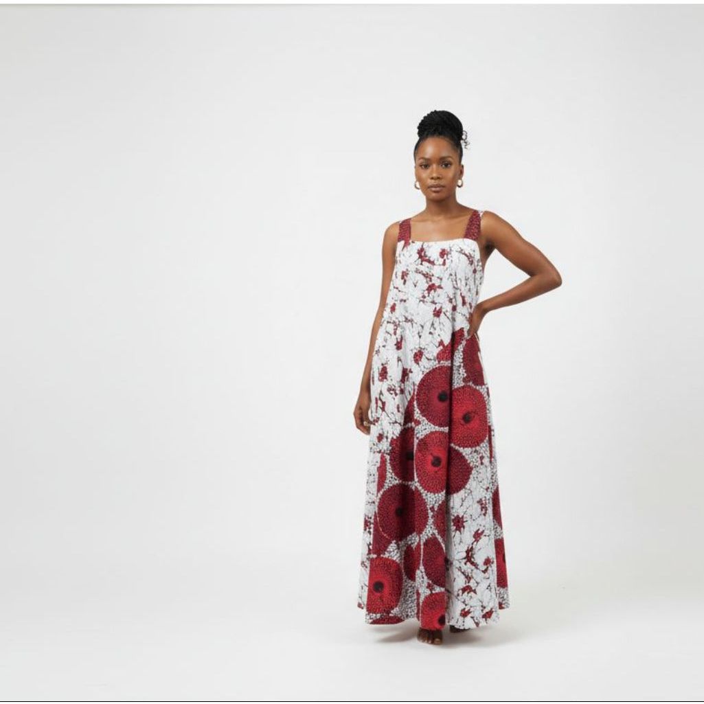 African Print Sleeveless Flare Long Maxi Dress