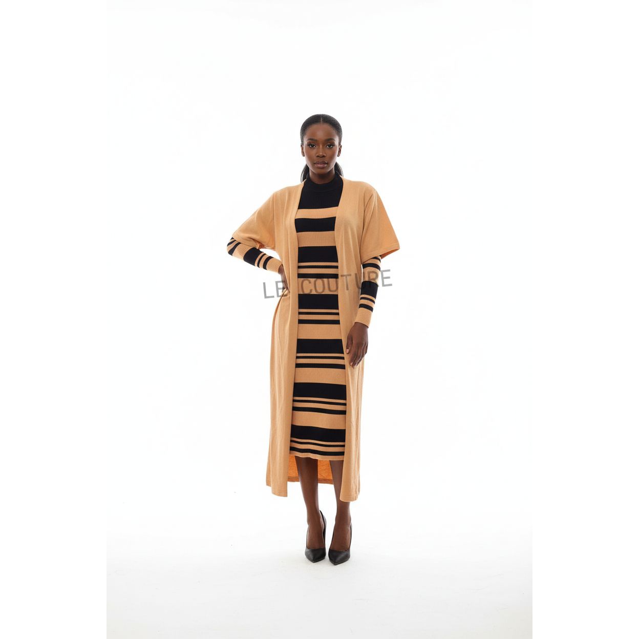 Vintage Striped Dress and Cover Set