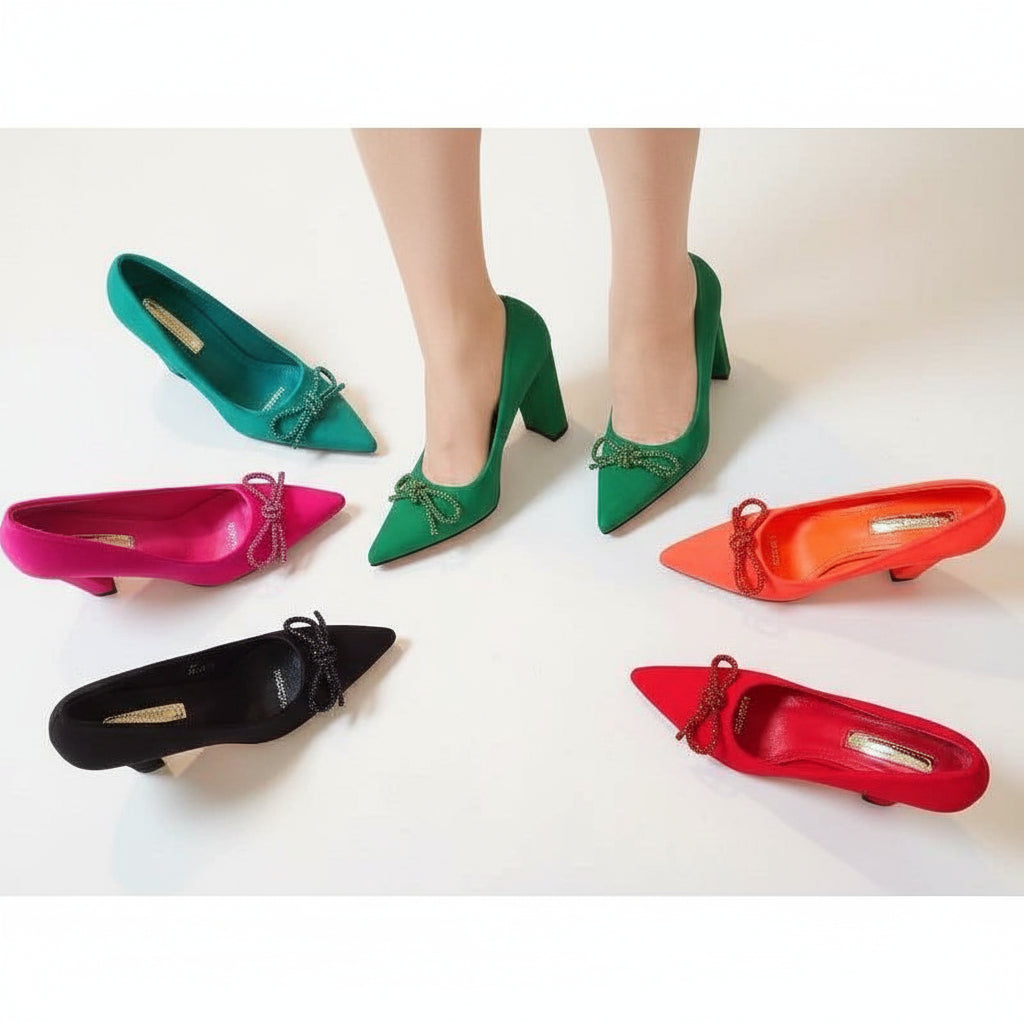 Classy Bowknot Thick High Heel