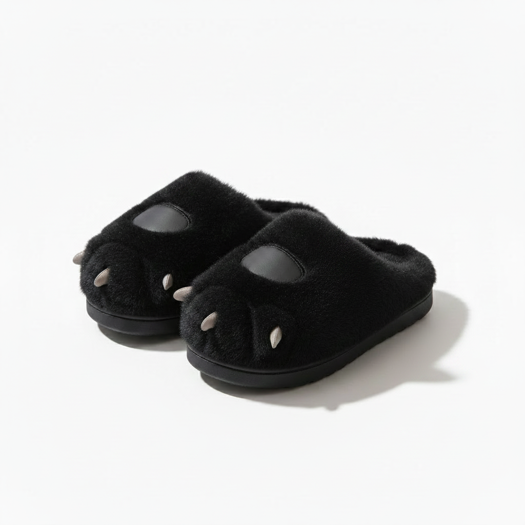 Fluffy Paw Soft Plush Indoor Winter Slippers