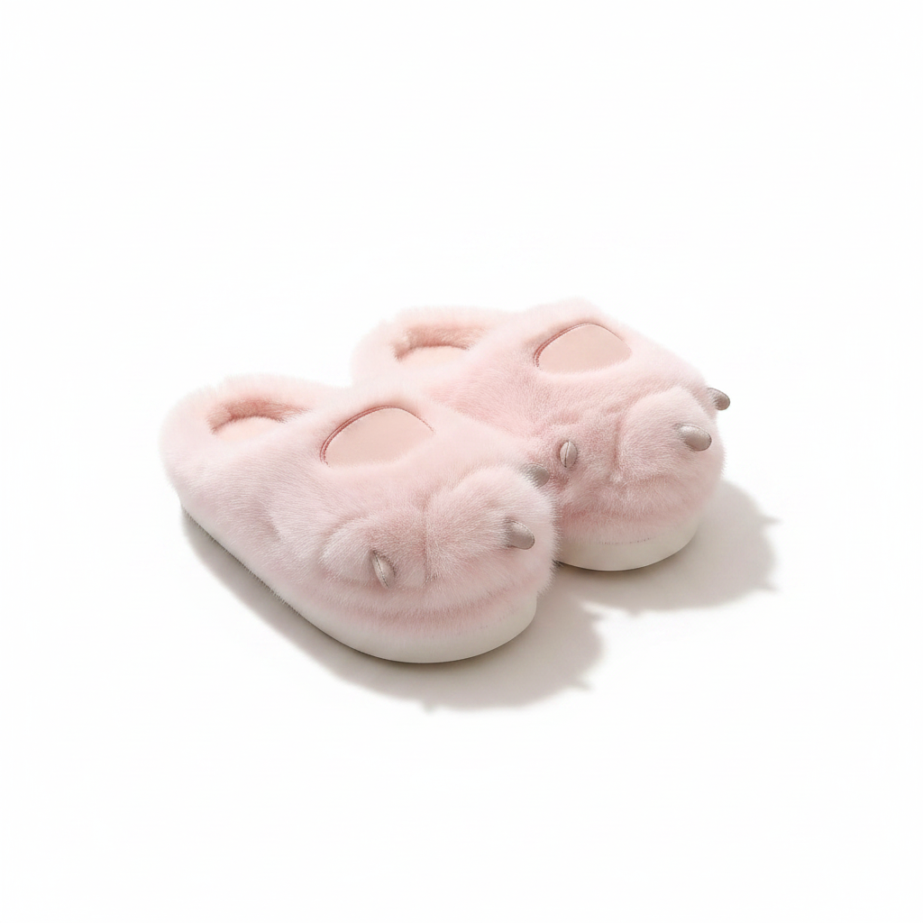 Fluffy Paw Soft Plush Indoor Winter Slippers