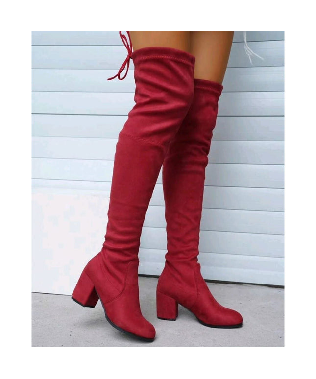 Long Thick Heel Boots