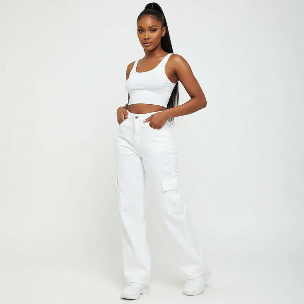 Side Pockets Wide Leg Jean