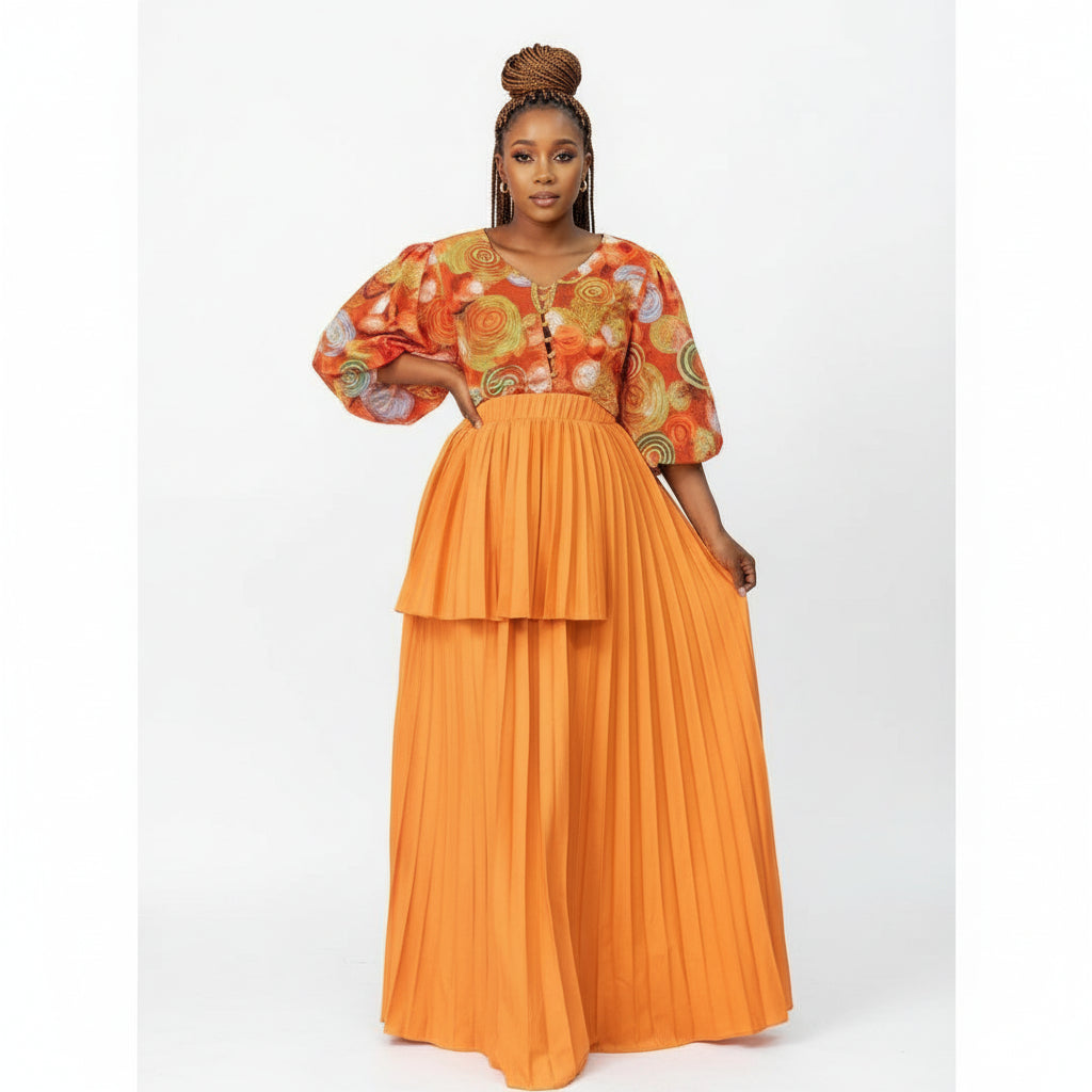 Pleated Skirt and Crop Top Set